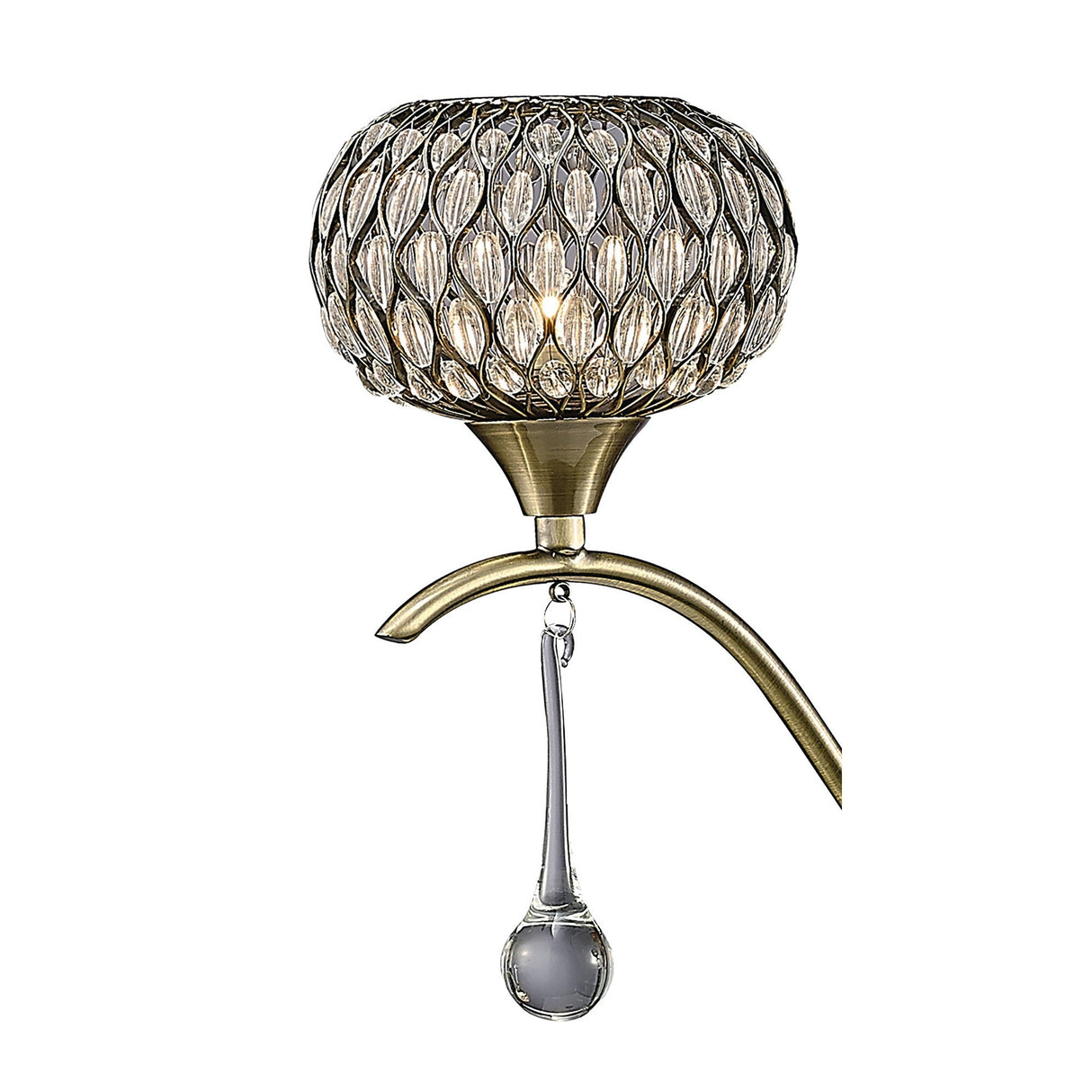 Chelsie 56cm 3 Light Clear Beaded Glass Chandelier - Antique Brass