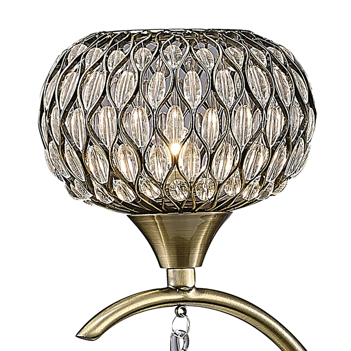 Chelsie 56cm 3 Light Clear Beaded Glass Chandelier - Antique Brass