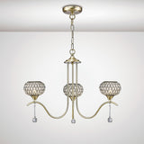 Chelsie 56cm 3 Light Clear Beaded Glass Chandelier - Antique Brass