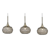Chelsie 3 Light Beaded Glass Bar Pendant Light - Antique Brass