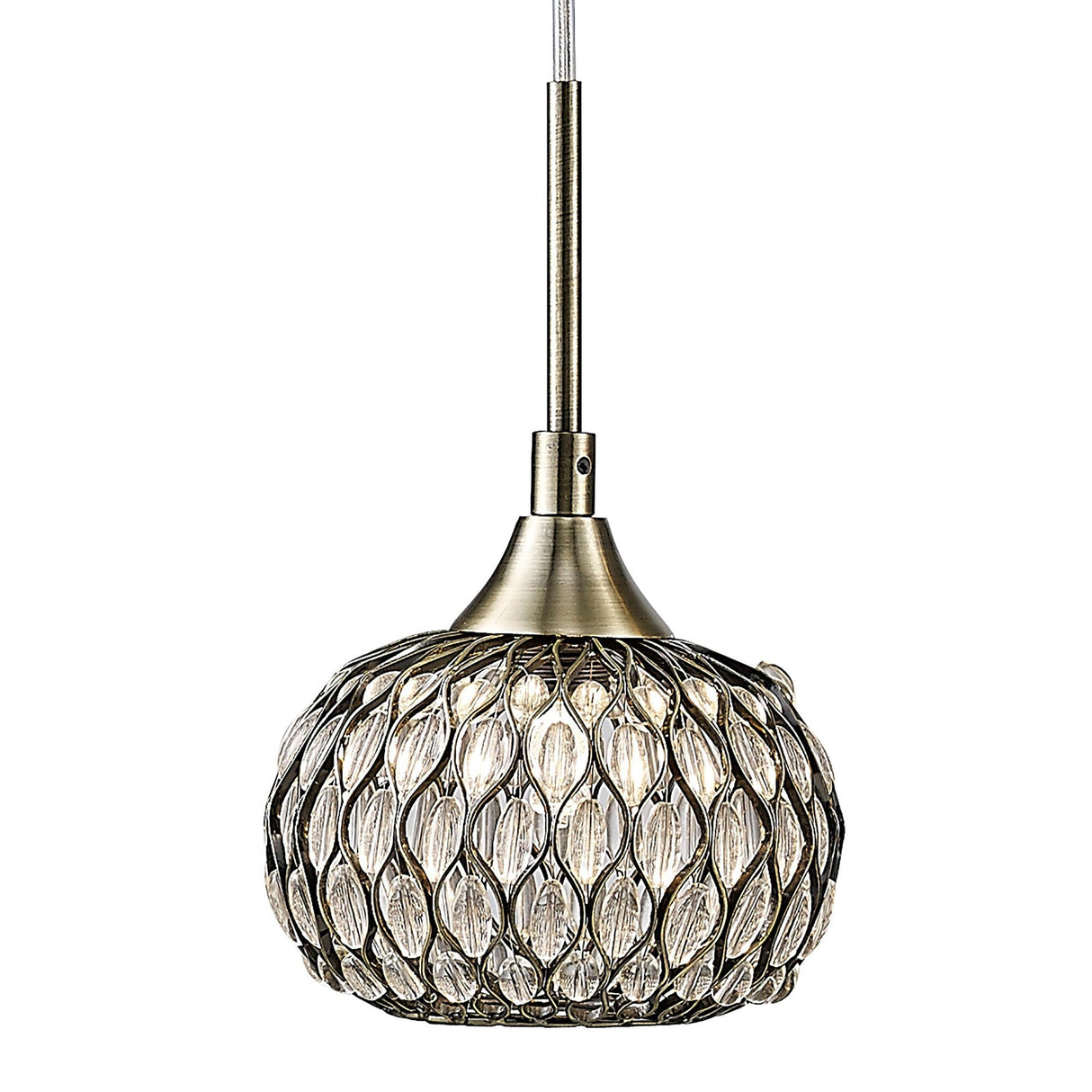 Chelsie 3 Light Beaded Glass Bar Pendant Light - Antique Brass