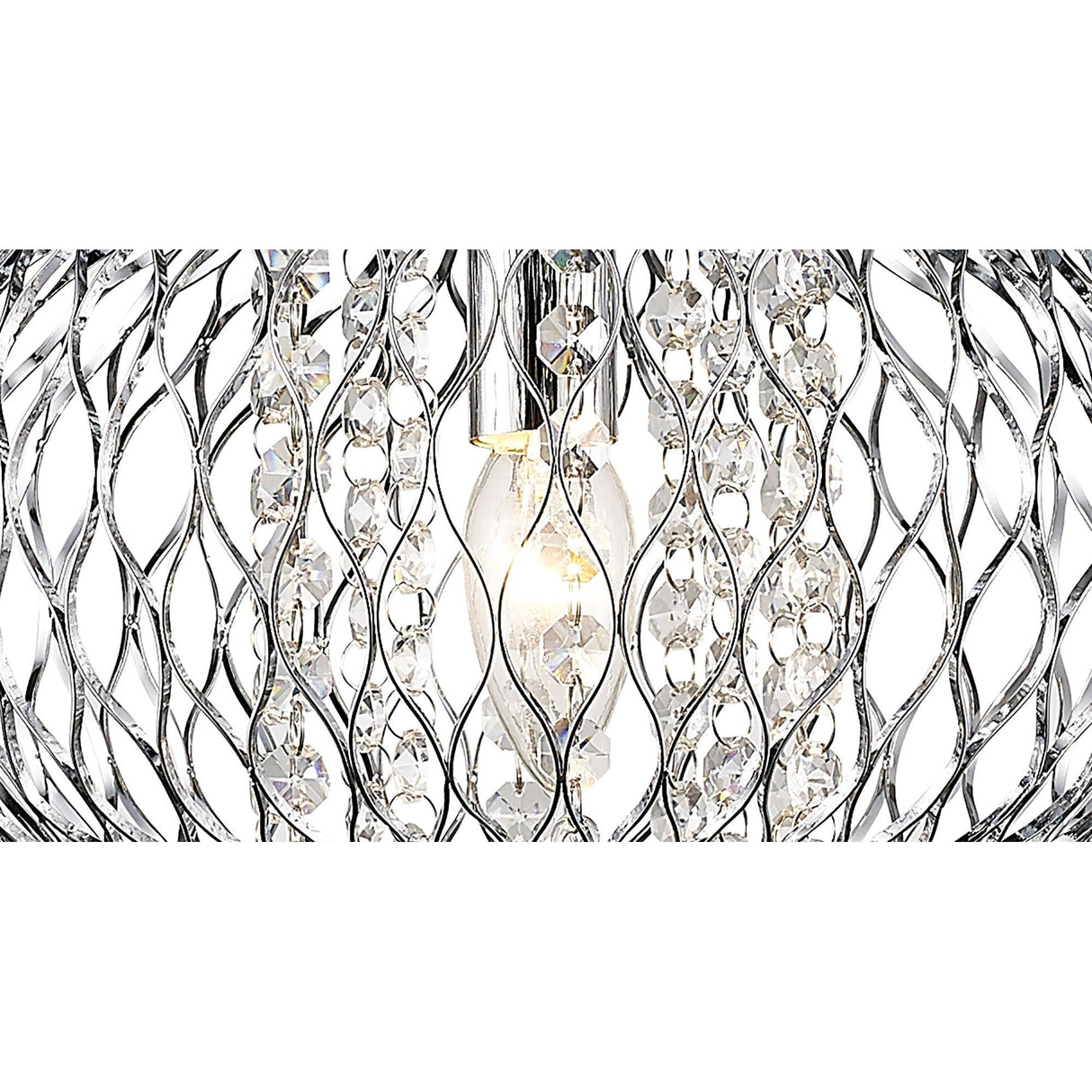 Chelsie 28cm 1 Light Beaded Glass Pendant Light - Polished Chrome