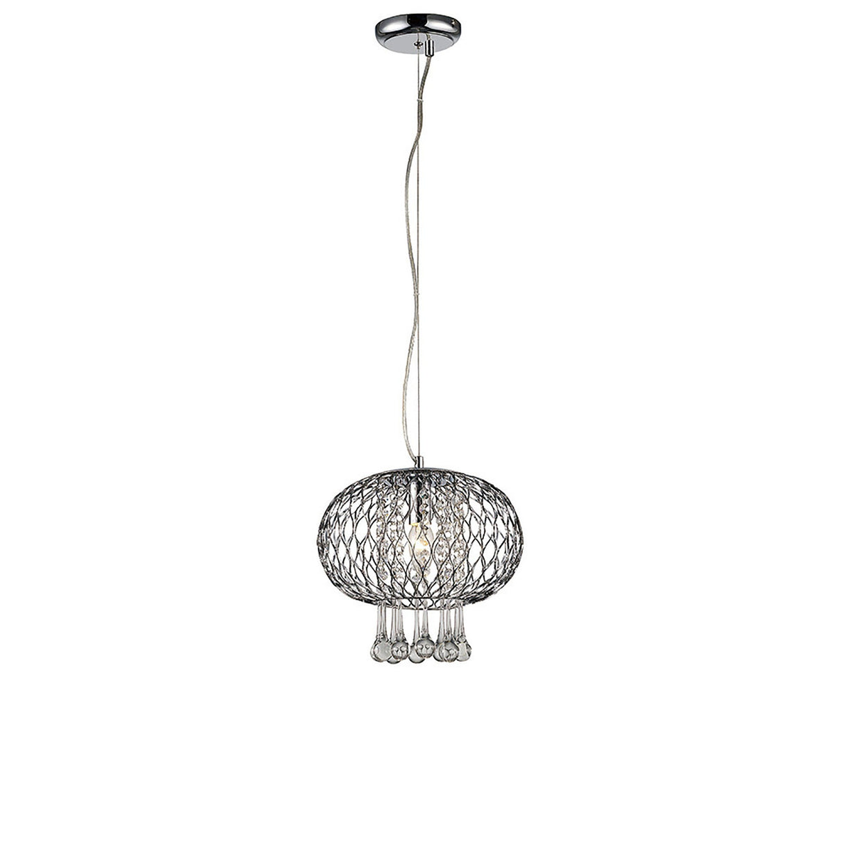 Chelsie 28cm 1 Light Beaded Glass Pendant Light - Polished Chrome
