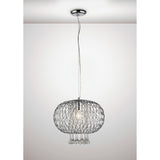 Chelsie 38cm 1 Light Beaded Glass Pendant Light - Polished Chrome