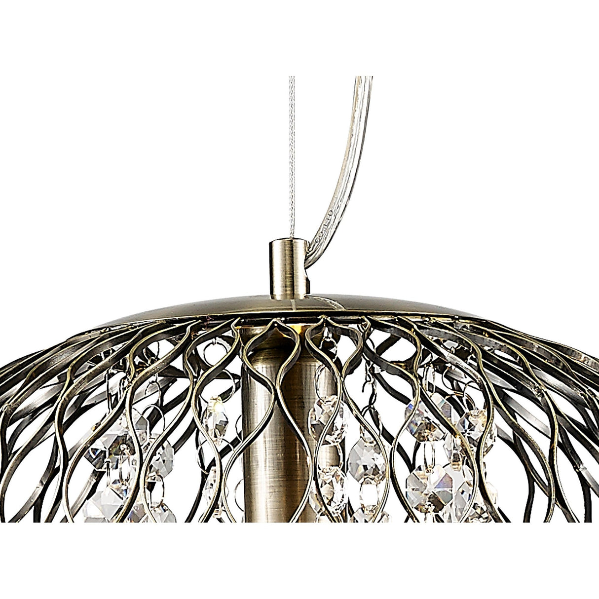 Chelsie 28cm 1 Light Beaded Glass Pendant Light - Antique Brass