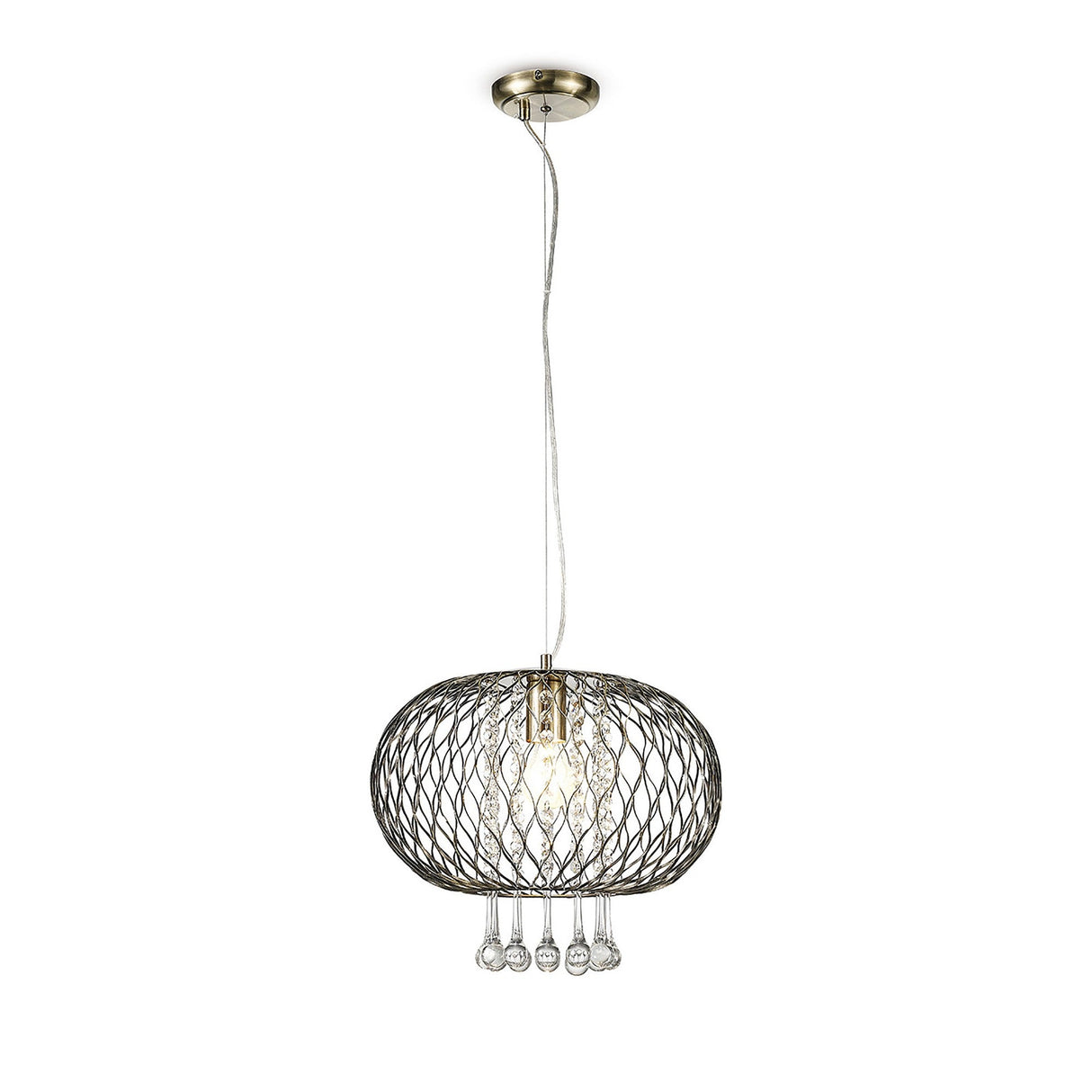 Chelsie 38cm 1 Light Beaded Glass Pendant Light - Antique Brass