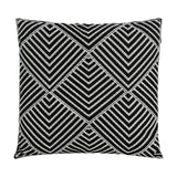 Chevery square cushion cover in black and white, featuring a stitched geometric chevron pattern forming diamonds, shown on a plain white background.