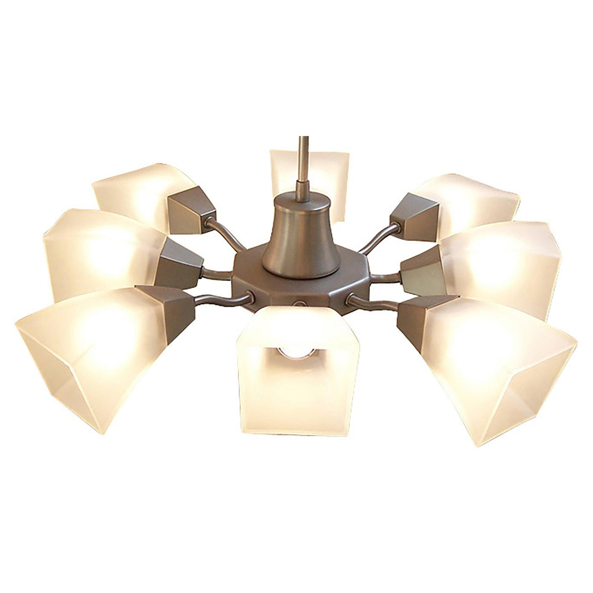 Chievo 52cm 8 Light Frosted Glass Chandelier - Satin Chrome
