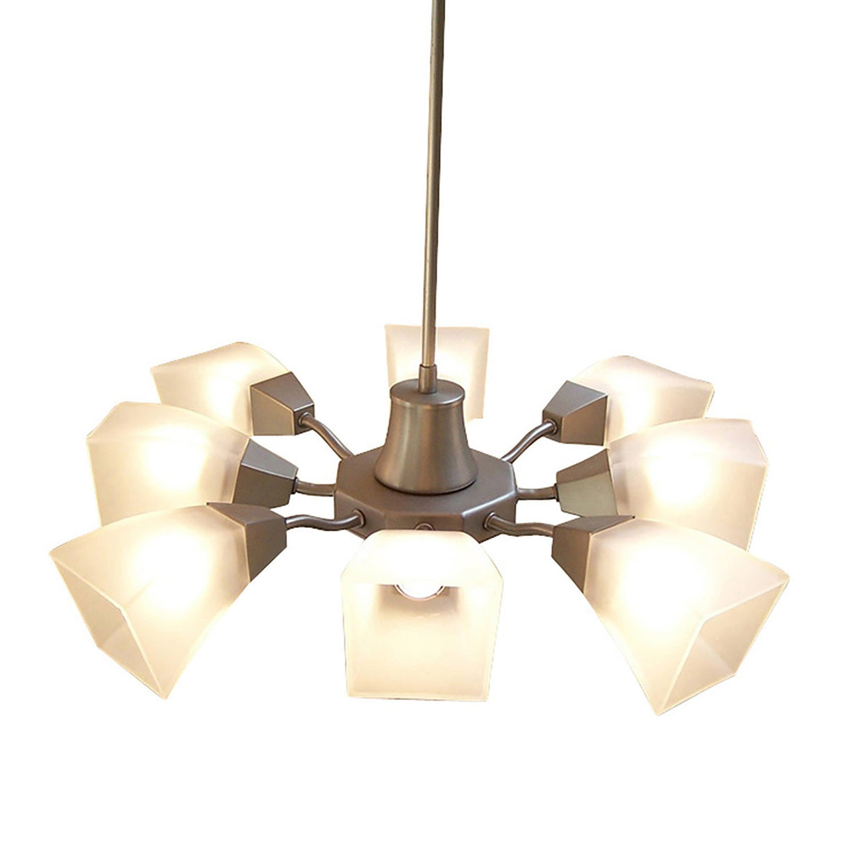Chievo 52cm 8 Light Frosted Glass Chandelier - Satin Chrome