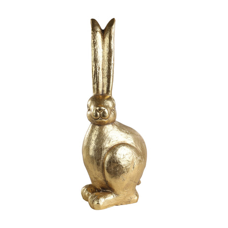 Chilandy Stone Rabbit Ornament in gold, a seated figurine with tall upright ears, rounded body and neat front paws, shown on a plain white background.