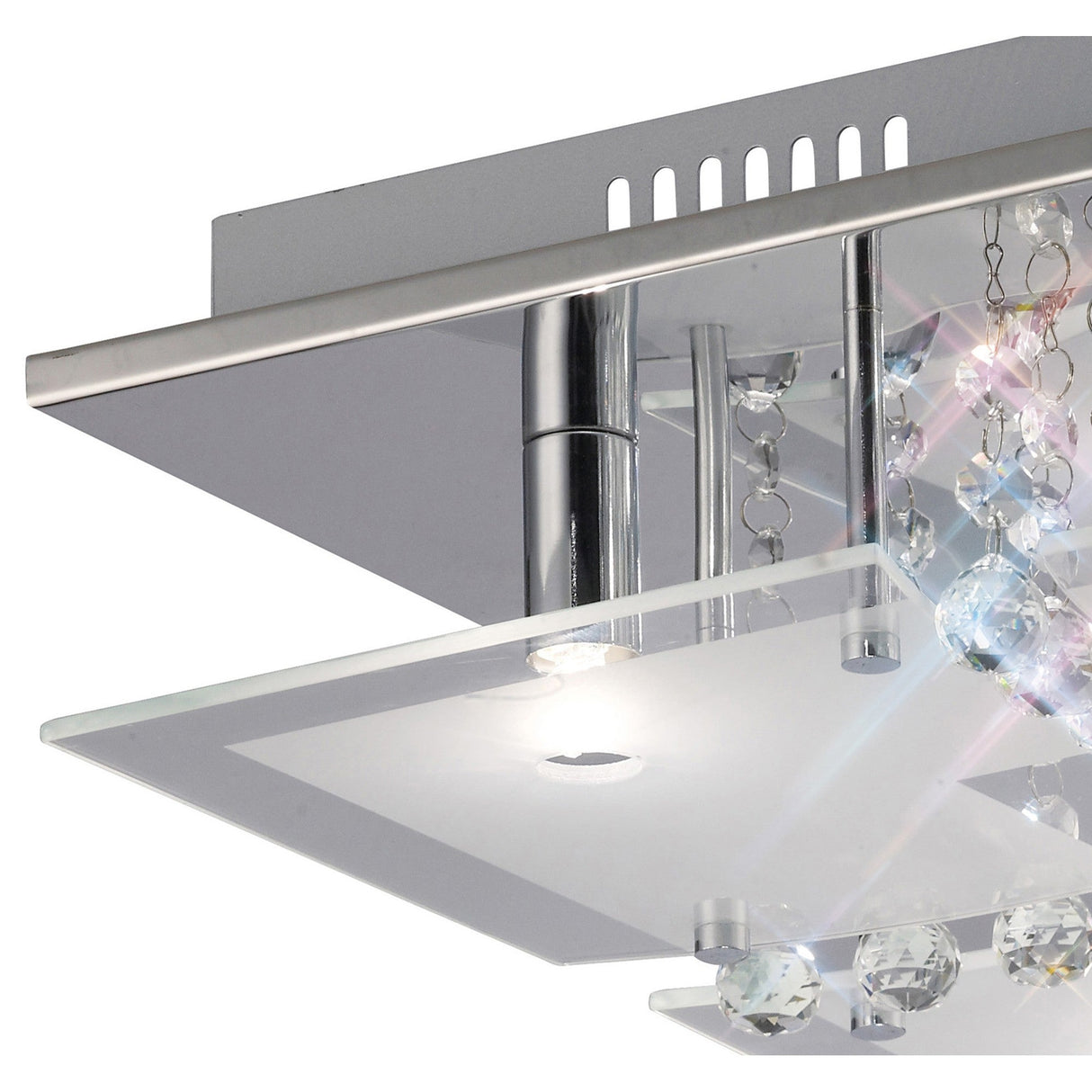 Chisora 5 Light Glass Crystal Flush Ceiling Light - Polished Chrome