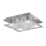 Chisora 5 Light Glass Crystal Flush Ceiling Light - Polished Chrome