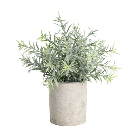 Chitose Artificial Plant 24cm in a round, textured grey pot with spiky grey-green star-shaped foliage, shown on a plain white background.
