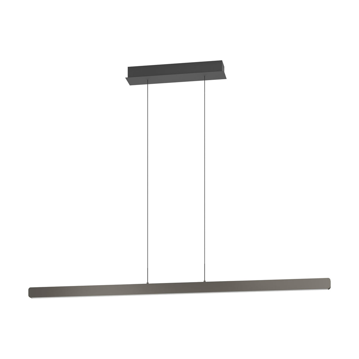 Ciggiano Pendant Light in black, a slim LED bar with white diffuser suspended on two wires from a rectangular ceiling canopy, shown on a plain white background.