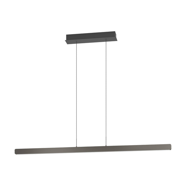Ciggiano Pendant Light in black, a slim LED bar with white diffuser suspended on two wires from a rectangular ceiling canopy, shown on a plain white background.