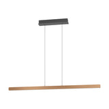 Ciggiano Pendant Light in brown, a slim LED bar suspended on two thin wires from a black rectangular ceiling canopy, shown on a plain white background.