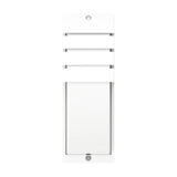 Cimoneri-E outdoor wall light in white plastic, rectangular design with three horizontal louvres above an opal diffuser panel, E14 fitting, IP44 rated, shown on a plain white background.