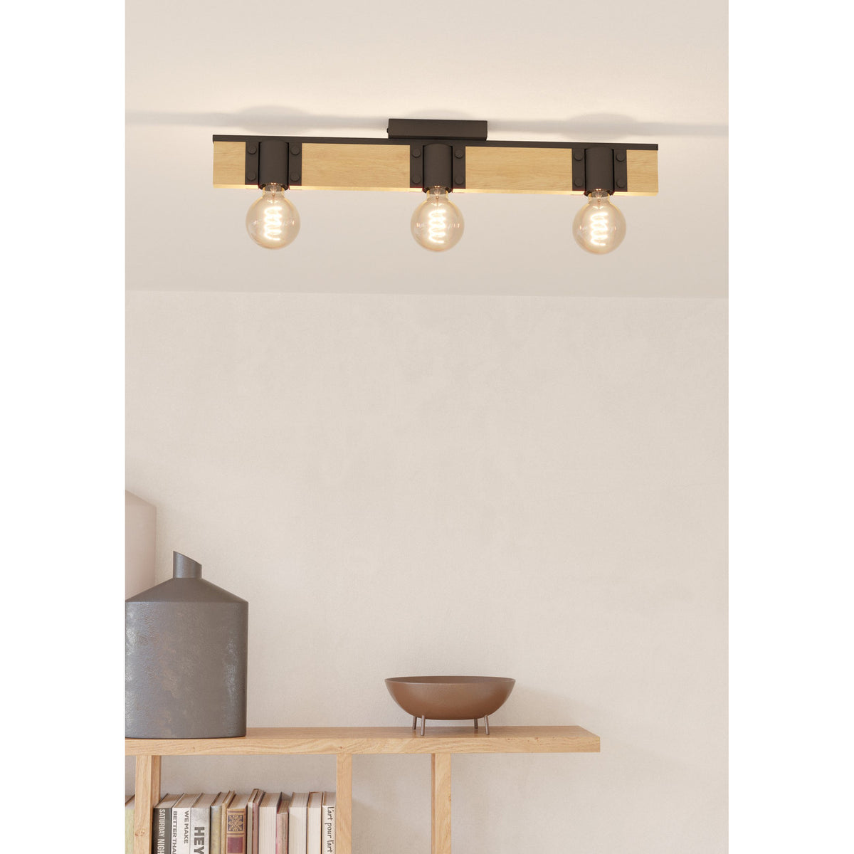 Cirbette Flush Ceiling Light - Black & Brown