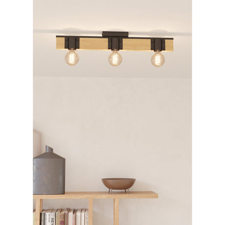 Cirbette Flush Ceiling Light - Black & Brown