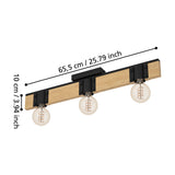 Cirbette Flush Ceiling Light - Black & Brown