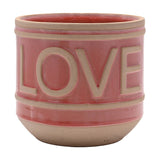 Set of 2 Love & Hope Embossed Gloss Ceramic Planters - Pink