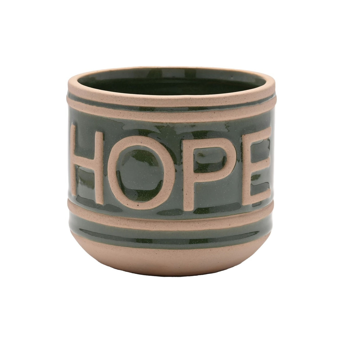 Set of 2 Love & Hope Embossed Gloss Ceramic Planters - Pink