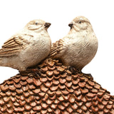 2 Birds on a Mushroom Wood Effect Resin Figurine - Brown