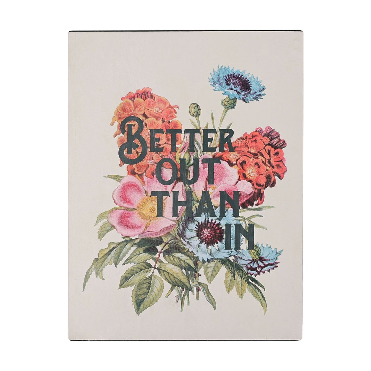 Better Out Than In Floral Metal Wall Plaque 40cm - Cream