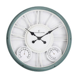 Garden Plastic Wall Clock with Thermometer 44.6cm - Blue