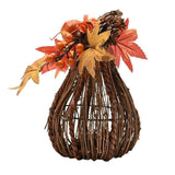 Handmade Natural Rattan Tall Pumpkin Decoration - Orange