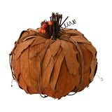 Natural Leaves Berry Pumpkin Ornament 16cm x 22cm - Orange