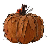 Natural Leaves Berry Pumpkin Ornament 16cm x 22cm - Orange