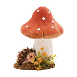 Natural Handmade Hedgehog and Spotted Mushroom Figurine - Red