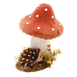 Natural Handmade Hedgehog and Spotted Mushroom Figurine - Red