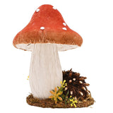 Natural Handmade Hedgehog and Spotted Mushroom Figurine - Red