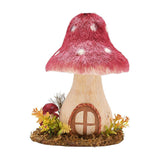 Natural Handmade Mushroom House Figurine - Pink & Cream