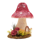 Natural Handmade Mushroom House Figurine - Pink & Cream