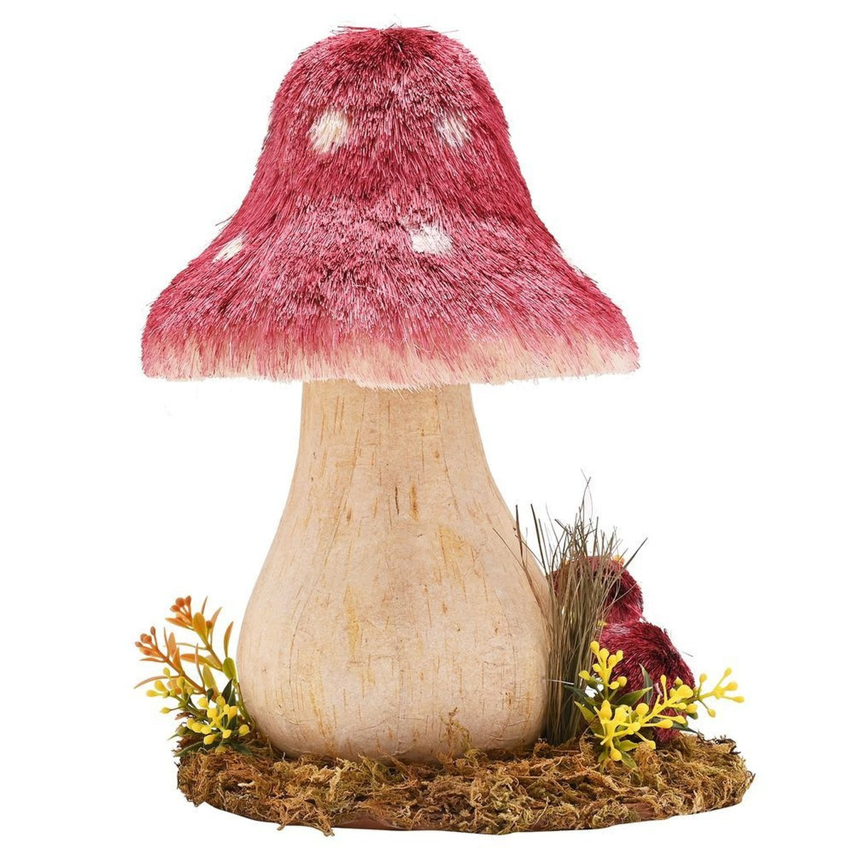 Natural Handmade Mushroom House Figurine - Pink & Cream