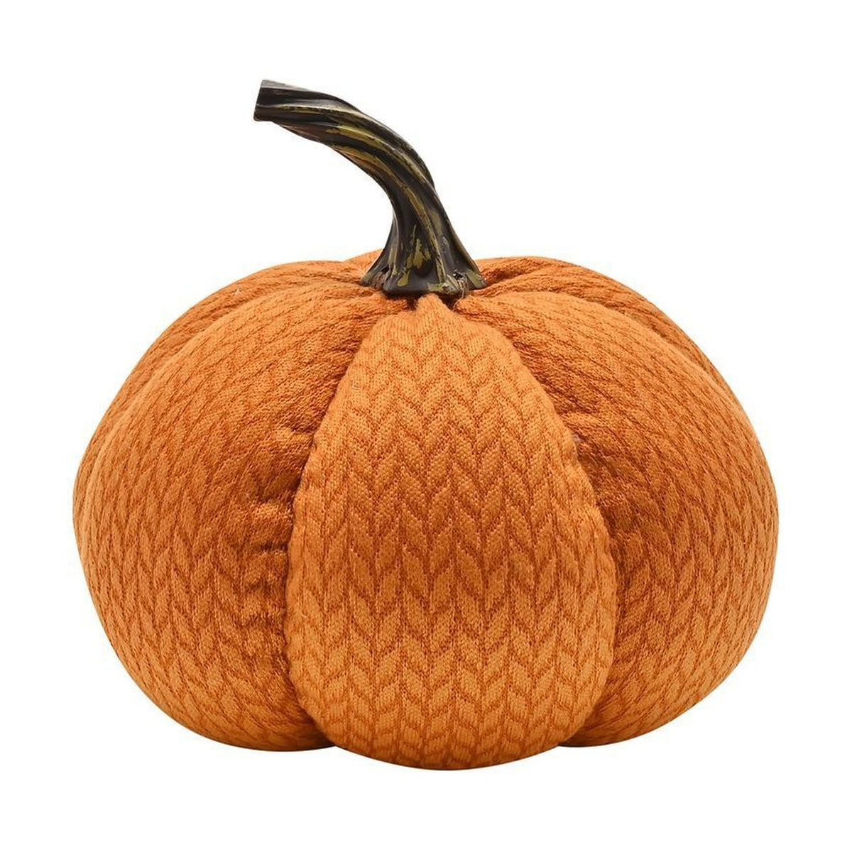 Small Ribbed Pumpkin Door Stop with Twisted Stem - Orange