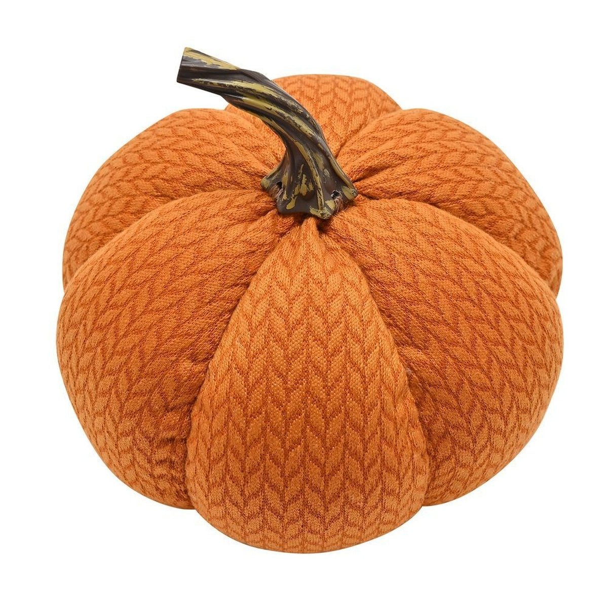 Small Ribbed Pumpkin Door Stop with Twisted Stem - Orange
