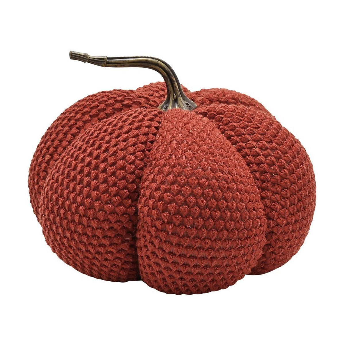 Knit Effect Pumpkin Plastic Door Stop with Gold Stem - Rust