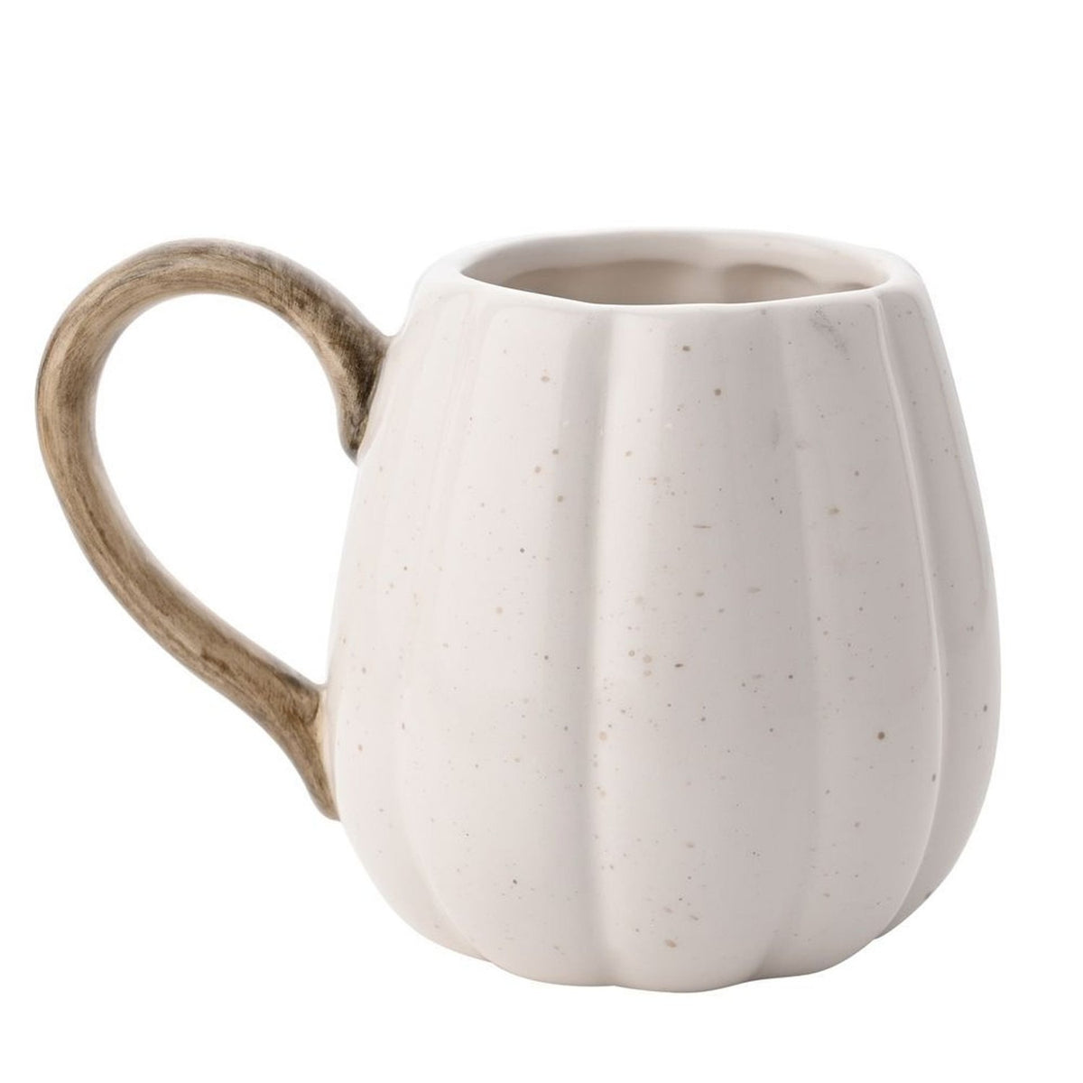 Pumpkin Ceramic Mug with Hedgehog and Brown Handle - White