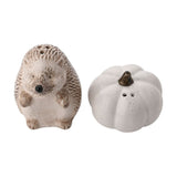 Hedgehog and Pumpkin Glazed Ceramic Salt & Pepper Set - White
