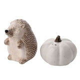 Hedgehog and Pumpkin Glazed Ceramic Salt & Pepper Set - White