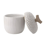 Large Acorn Ceramic Storage Jar with Twig Knob Lid - White