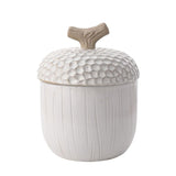 Large Acorn Ceramic Storage Jar with Twig Knob Lid - White