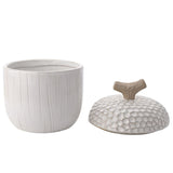 Large Acorn Ceramic Storage Jar with Twig Knob Lid - White