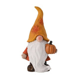 Autumn Gonk Holding a Pumpkin Resin Decoration - Orange