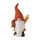 Waving Autumn Gonk Holding Wheat Resin Decoration - Orange