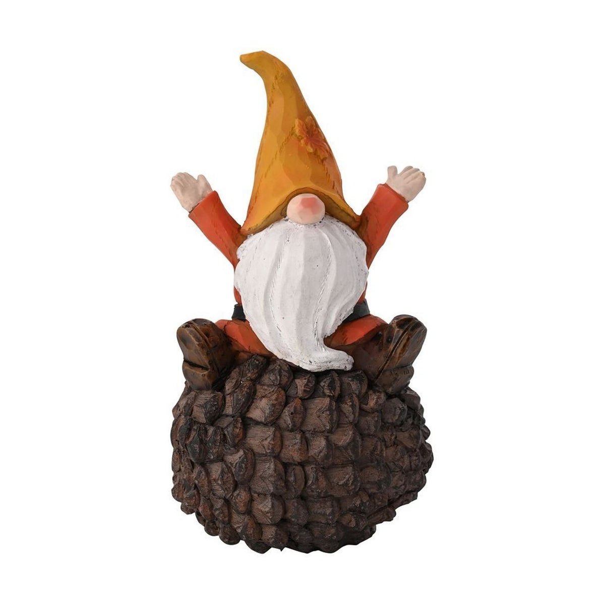 Autumn Gonk Sat on a Pinecone Resin Decoration - Brown
